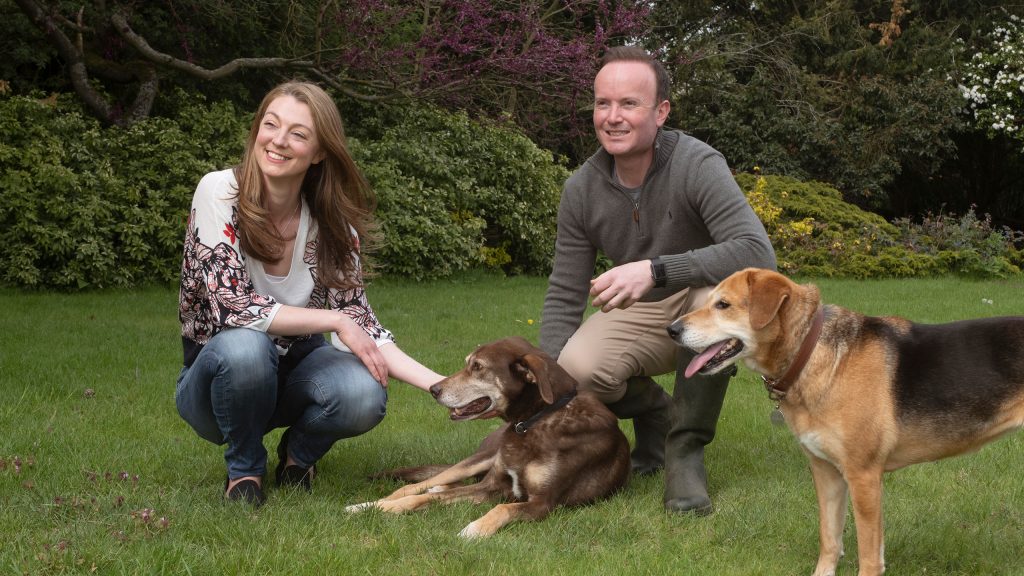 At home with Caroline and two of our rescue dogs - George and Freedom